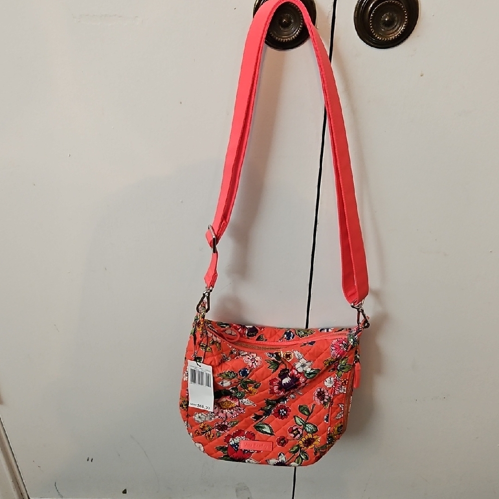 Vera Bradley Carson Mini Hobo Crossbody In Coral Floral